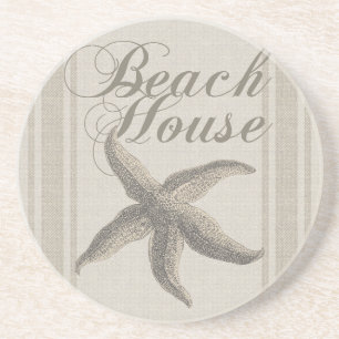 Dessous De Verre En Grès Maison de plage étoile de mer Rivage Côtiers