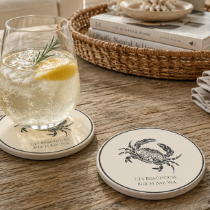 Dessous De Verre En Grès Maison de plage personnalisée aux crabes côtiers
