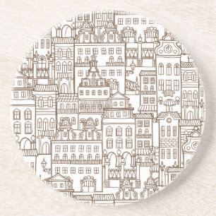 Dessous De Verre En Grès Maisons vintages : Architectural Seamless Motif.