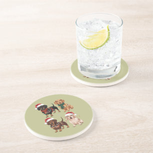 Dessous De Verre En Grès Maman de chien de Noël Teckel Amoureuse Cadeau de 