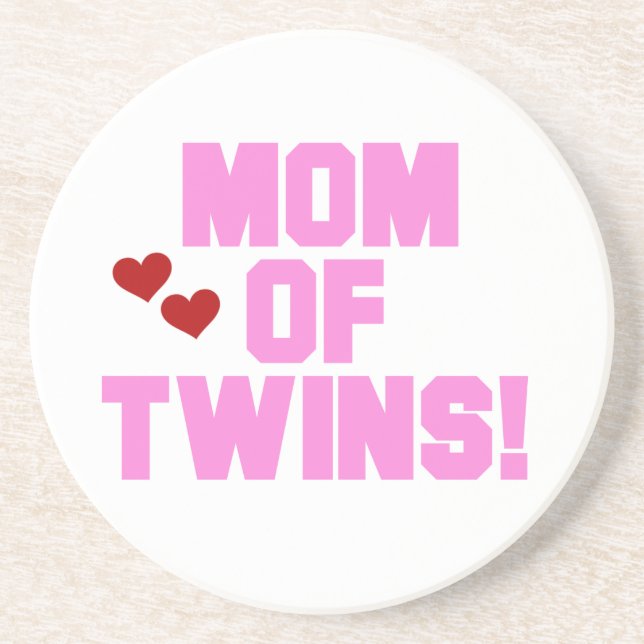 Dessous De Verre En Grès Maman de Twins Pink Texte Cadeaux (Devant)