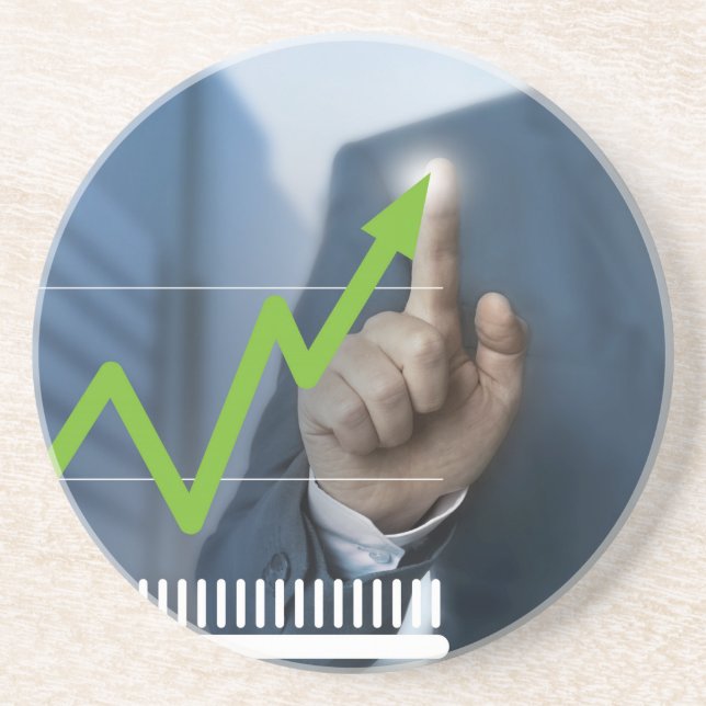 Dessous De Verre En Grès Man showing stock price touchscreen concept (Devant)