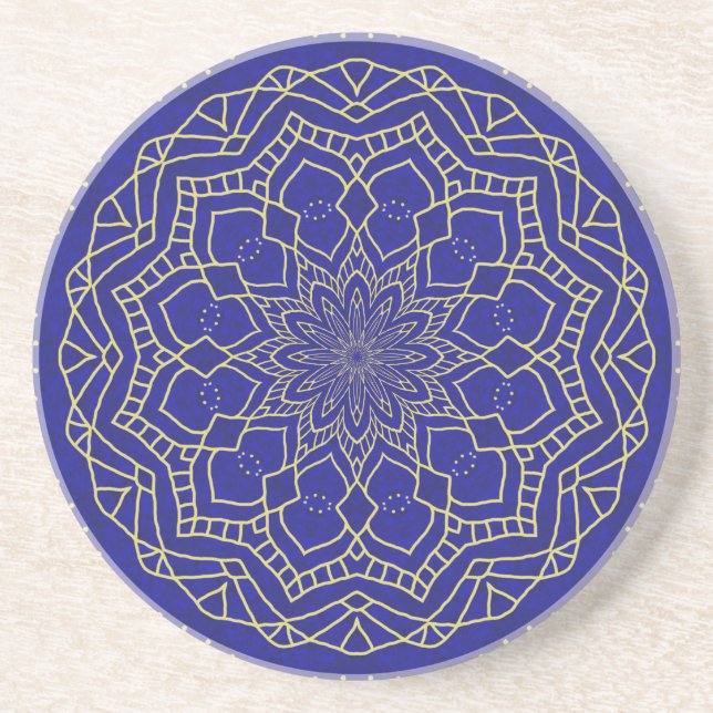 Dessous De Verre En Grès Mandala bleu (Devant)