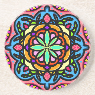 Dessous De Verre En Grès Mandala coloré