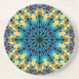 Dessous De Verre En Grès Mandala de formes géométriques colorées