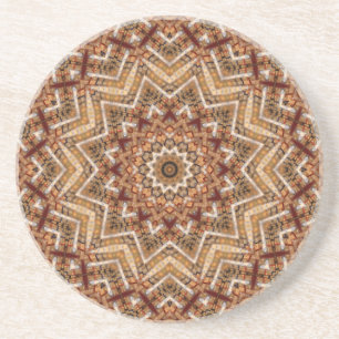 Dessous De Verre En Grès Mandala de l'étoile kaléidoscope motif ambre