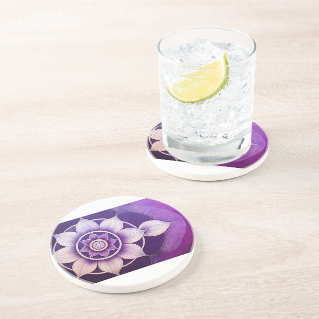 Dessous De Verre En Grès Mandala flor de loto (Côté)