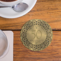 Mandala Noir sur Gold 50e anniversaire Mariage