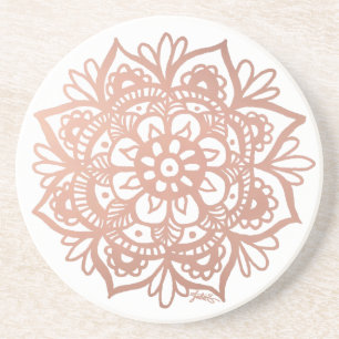 Dessous De Verre En Grès Mandala rose Gold