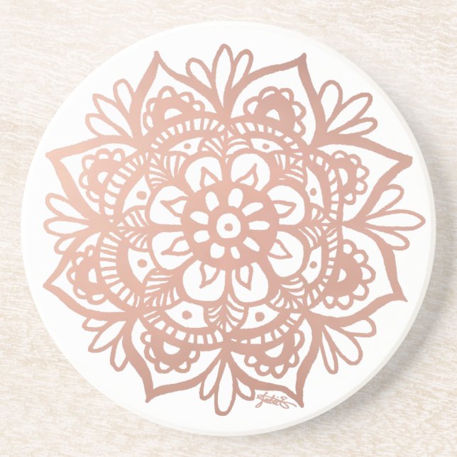 Dessous De Verre En Grès Mandala rose Gold (Devant)