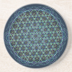 Dessous De Verre En Grès Mandala sacré de la géométrie - fleur de pluie de