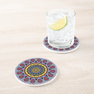 Dessous De Verre En Grès Mandala Trippy Retro Hippie Boho Chic Bohème