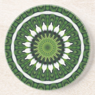 Dessous De Verre En Grès Mandala vert tropical