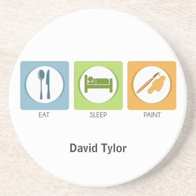 Dessous De Verre En Grès Manger Peinture de sommeil (Devant)