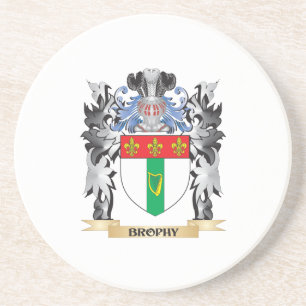 Dessous De Verre En Grès Manteau de Brophy des bras - crête de famille