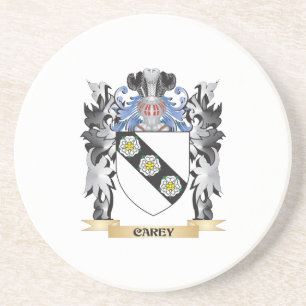 Dessous De Verre En Grès Manteau de Carey des bras - crête de famille