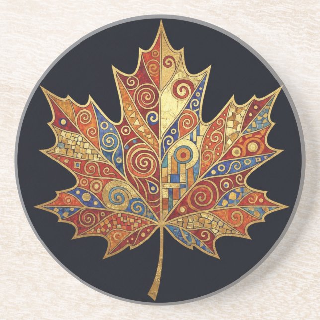 Dessous de verre en grès MAPLE LEAF : Art nouveau (Devant)