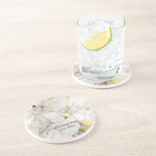 Dessous De Verre En Grès Marbre d'or noir établi personnalisé