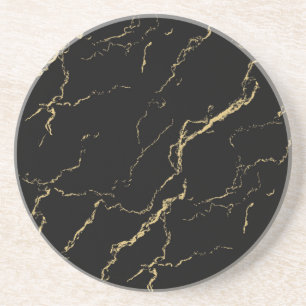 Dessous De Verre En Grès Marbre noir et or