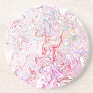Dessous De Verre En Grès Marbre Tourbillonnant Fluides Rose Vibrant Art Abs