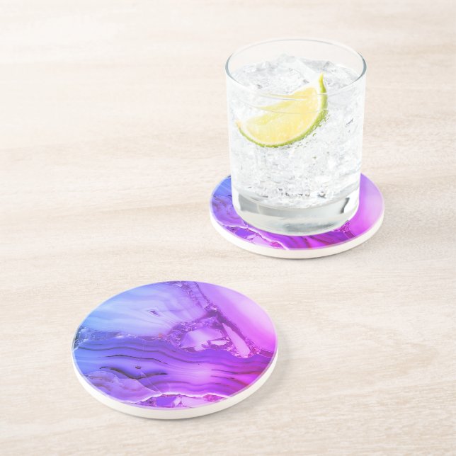 Dessous De Verre En Grès Marbre Violet Exotique  (Côté)