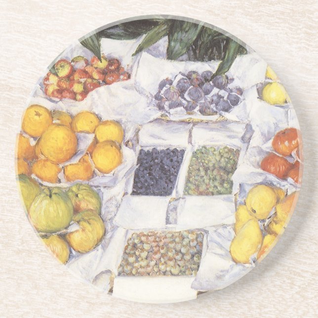 Dessous De Verre En Grès Marché aux Fruits par Gustave Caillebotte, Art Vin (Devant)