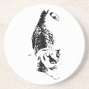 Dessous De Verre En Grès Marches de chats à travers les ombres d'automne