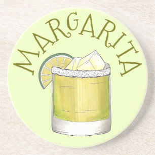Dessous De Verre En Grès Margarita Tequila Cocktail Mixed Drink Lime Green