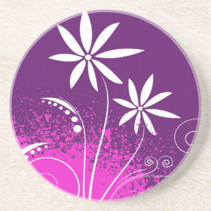 Dessous De Verre En Grès Marguerites blanches sur le pourpre