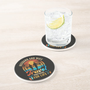 Dessous De Verre En Grès Mari et Femme Partenaires de Voyage pour la Vie Pl