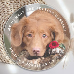 Dessous De Verre En Grès Mariage animal personnalisé Chien Photo Fiançaille<br><div class="desc">Célébrez votre fiançailles et donnez mariage unique chien enregistrer les dates avec cette photo personnalisée, et mariage personnalisé "My Humans Are Getting Married" sauvegarder le dessous de verre de date. Customisez avec vos photos préférées, vos noms et votre date. Ce dessous de verre photo mariage personnalisé est parfait pour les...</div>