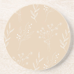 Dessous De Verre En Grès Mariage Boho Floral Blanc Beige Corner