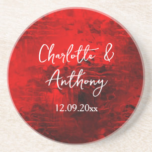 Dessous De Verre En Grès Mariage Creative Abstrait Artwork rouge