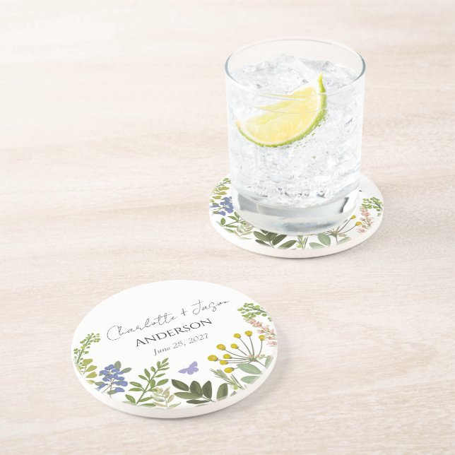 Dessous De Verre En Grès Mariage de jardin d'été à feuillage persistant (Côté)