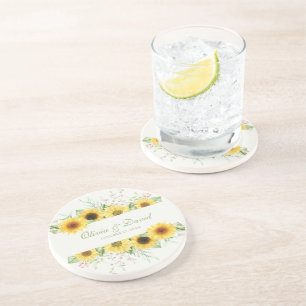 Dessous De Verre En Grès Mariage Délice de Tournesol Rustique
