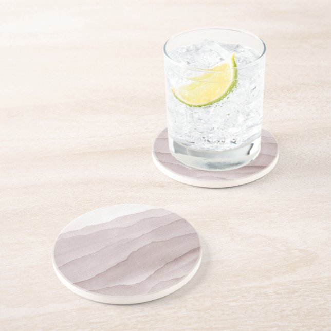 Dessous De Verre En Grès mariage en marbre rose Abstrait poussiéreux (Côté)