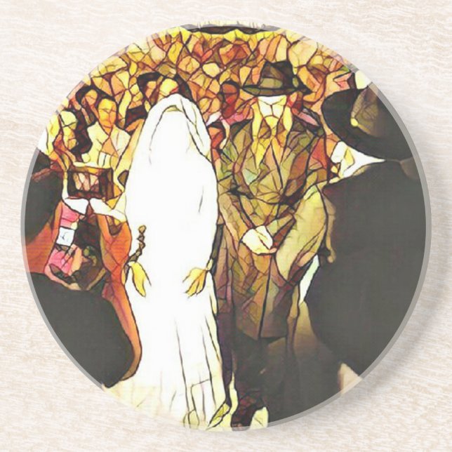 Dessous De Verre En Grès Mariage Hassidic (Devant)