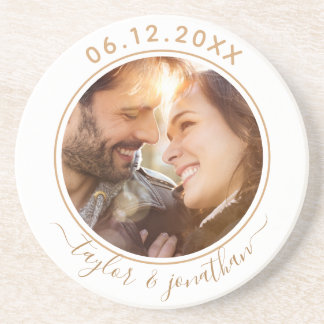 Dessous De Verre En Grès Mariage Moderne Chic Or Classy Photo Personnalisée