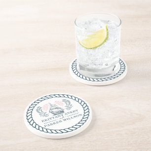 Dessous De Verre En Grès Mariage nautique moderne personnalisé