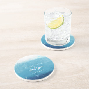 Dessous De Verre En Grès Mariage sur la Plage de l'Océan Bleu Noms personna