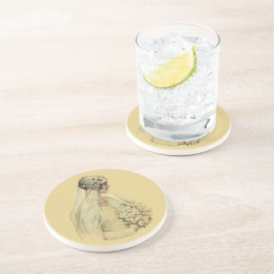 Dessous De Verre En Grès Mariage Vintage, Portrait de Mariée Victorienne