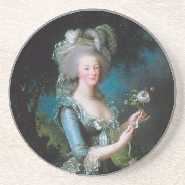 Dessous De Verre En Grès Marie-Antoinette avec la Rose par Elisabeth Lebrun (Devant)