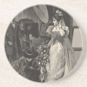 Dessous De Verre En Grès Mariée Vintage, Portrait de Mariée avec Photograph