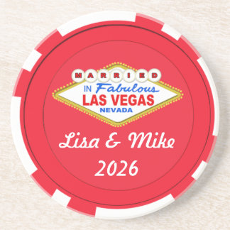 Dessous De Verre En Grès Mariés à Las Vegas Tapis de Puces- Texte éditable