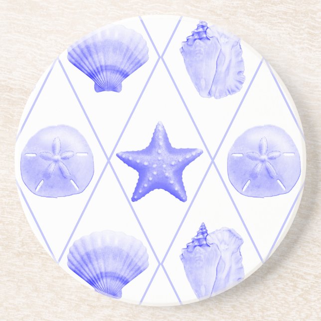 Dessous De Verre En Grès Marines Bleus Costumes côtiers Starfish (Devant)