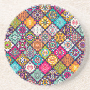 Dessous De Verre En Grès Marocain coloré motif Mandala