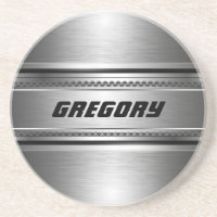 Masculine Faux Silver Stripes Design Monogramed