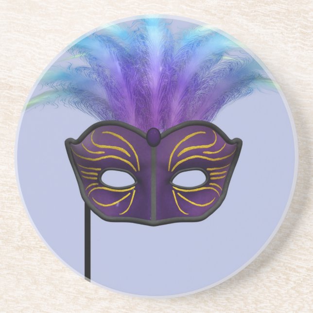 Dessous De Verre En Grès Masque de mascarade violet Art de fête Carnaval (Devant)
