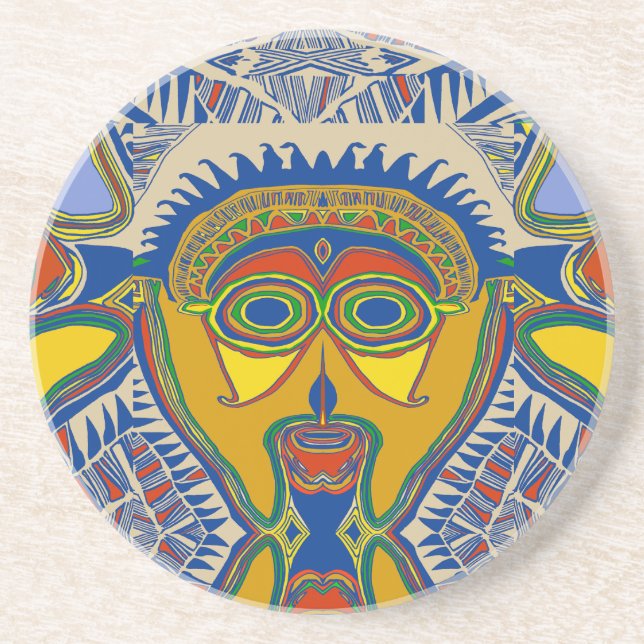 Dessous De Verre En Grès Masque tribal Shaman (Devant)