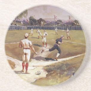 Dessous De Verre En Grès Match de baseball vintage par Henry Sandham
